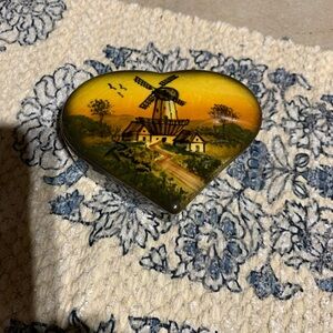 Vintage majolika Schramberg German hand painted trinket box